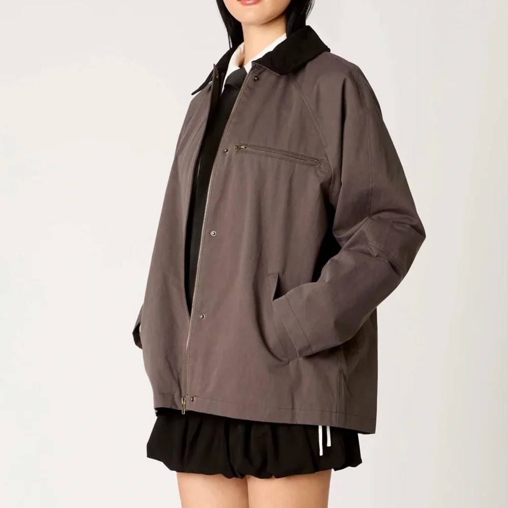 NIA Galilea Jacket in Charcoal with Black Collar - Picture 5 of 5